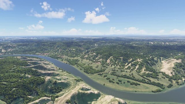 Circular aerial shot at Upper Missouri River Breaks National Monument in Lewistown. Montana. United States