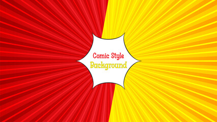 Comic style background with red and yellow sunburst rays, pop art zoom explosion vector, vibrant superhero action radial lines for posters © ali