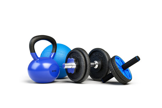 Gym Fitness Equipment Set Isolated on White Background
