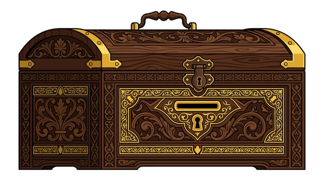 Vintage Brown Wooden Treasure Chest.