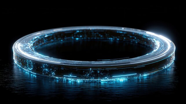 Holographic interface ring on black background