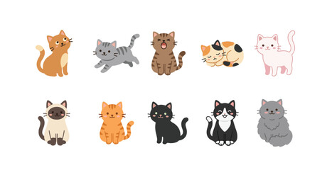 Fototapeta premium Flat Style Cartoon Cat Mascot