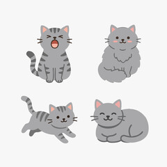Fototapeta premium Cute grey Feline Character Vector Clipart