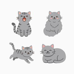 Fototapeta premium Cute grey Feline Character Vector Clipart