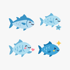 Fototapeta premium Blue Ocean Fish Vector for Stickers and Prints