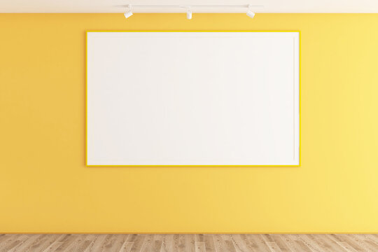 Modern Single Mockup with Yellow Frames on Yellow Wall Gallery. 39