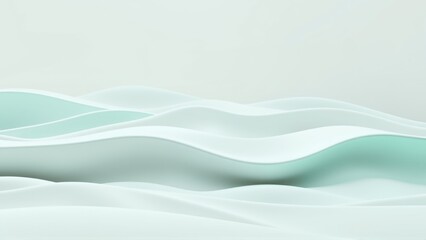 Obraz premium Abstract waves, soft colors, minimalist design. Smooth curves create calming visual effect. Light contrasts dark background.
