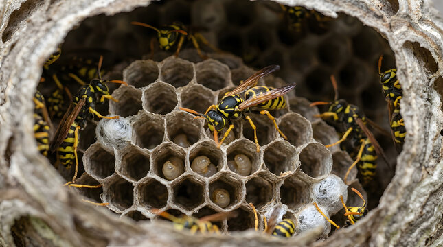 Yellow jacket inside nest