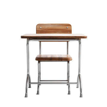 Classic student desk with metal frame isolated on transparent background. PNG. Generated AI
