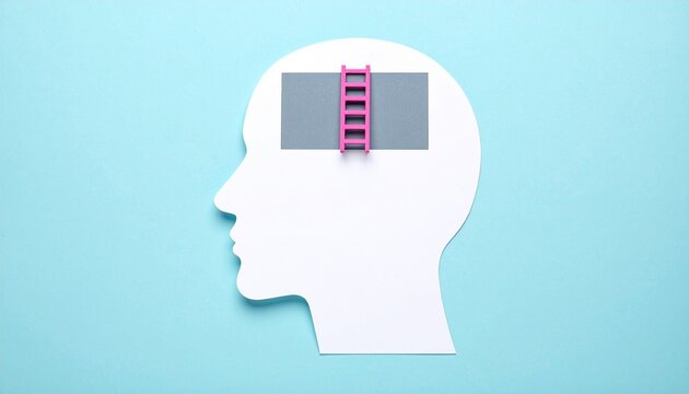 Head silhouette with DNA helix, genetics influence human mind