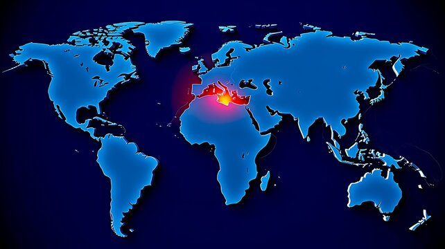 Global cyber attack hotspot on world map with digital security concept