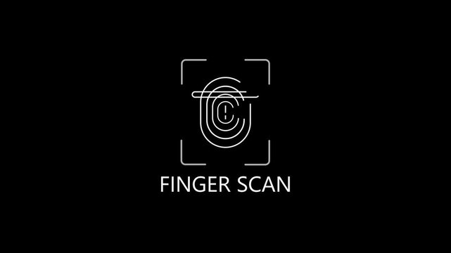 FINGER SCAN. animation lock and shield symbol for cybersecurity and privacy concepts lock shield symbol