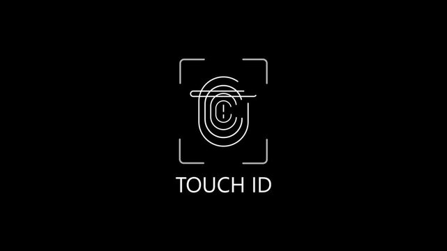  TOUCH ID.animation lock and shield symbol for cybersecurity and privacy concepts lock shield symbol