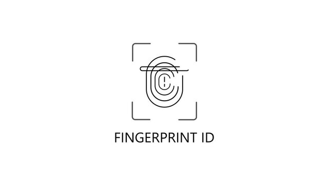 FINGERPRINT ID.animation lock and shield symbol for cybersecurity and privacy concepts lock shield symbol
