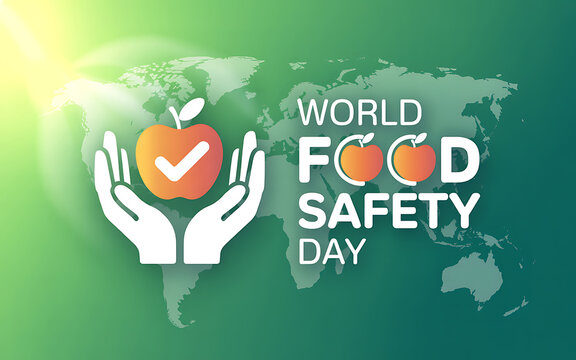 World food safety day concept with human hands protecting an apple protection nutrition standard