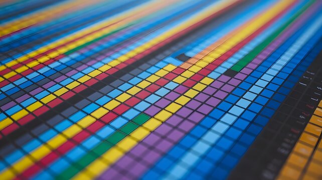 Colorful Pixelated Square Grid Abstraction