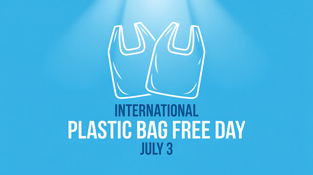 International plastic bag free day graphic design with outline shopping bags, international