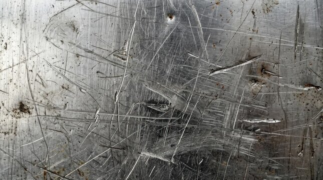 Scratches on a metal surface closeup.