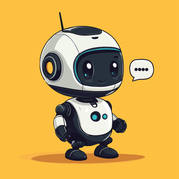 A playful cartoon robot character with a friendly design and bright colors, perfect for tech-related projects.