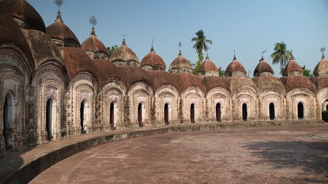 This place is named "108 Shiva Temples" because it consists of 108 Shiva temples. It is located in Kalna, in the Bardwan district of West Bengal.