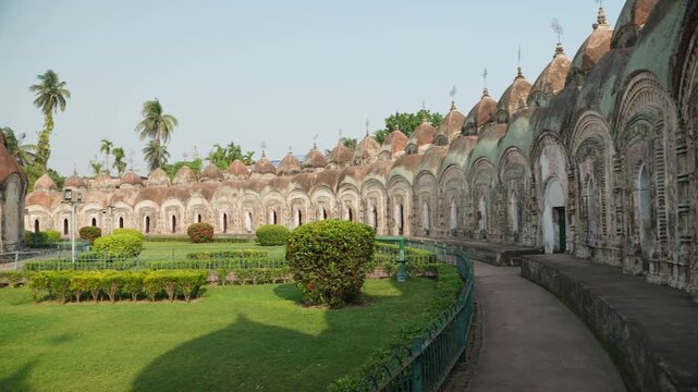 This place is named "108 Shiva Temples" because it consists of 108 Shiva temples. It is located in Kalna, in the Bardwan district of West Bengal.