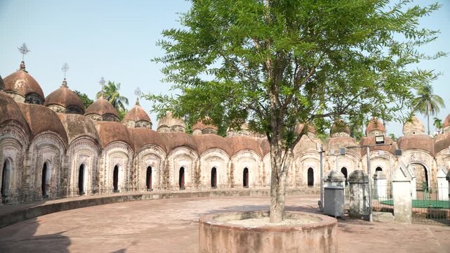 This place is named "108 Shiva Temples" because it consists of 108 Shiva temples. It is located in Kalna, in the Bardwan district of West Bengal.