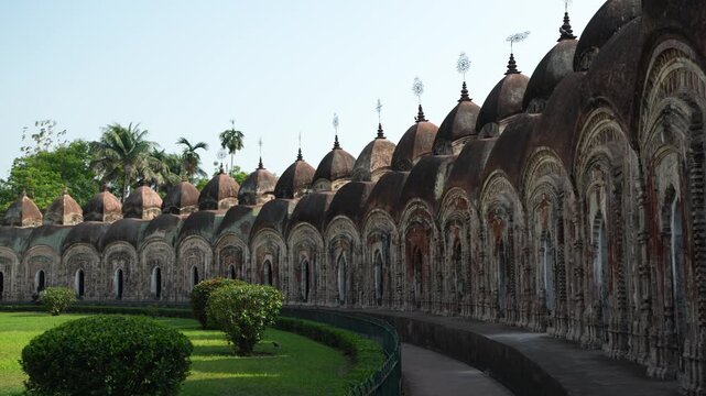 This place is named "108 Shiva Temples" because it consists of 108 Shiva temples. It is located in Kalna, in the Bardwan district of West Bengal.