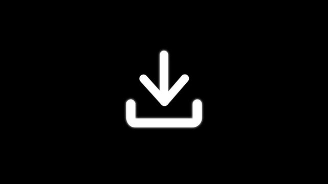 Minimalist black download icon animation isolated on a clean white background for user interface design loading and saving motion graphics