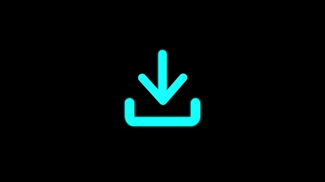 Minimalist black download icon animation isolated on a clean white background for user interface design loading and saving motion graphics