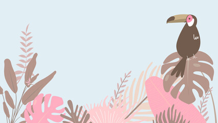 Pink tropical bird desktop wallpaper, blue design © Rawpixel.com