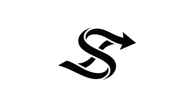 Black Arrow Typography Letter S Symbol.