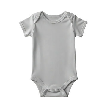 Plain grey baby bodysuit for newborn clothing isolated on transparent background
