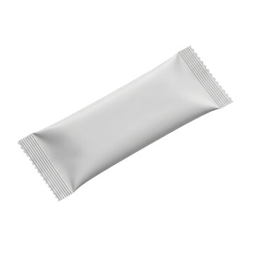 Blank white snack bar food packaging wrapper isolated on transparent background