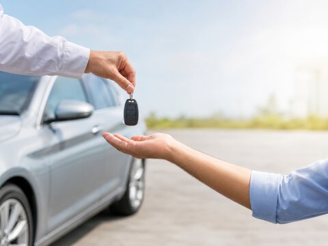 Entrega de llaves de coche en un estacionamiento