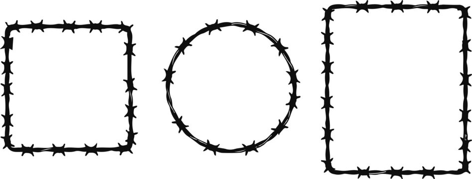 Bargate shapes, barbed wire frames, vector borders