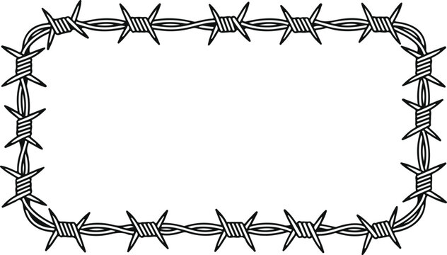 Barbed wire frame, border, fence, illustration, vector