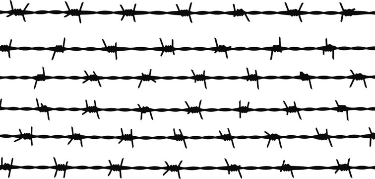 Barbed wire, black, fence, metal, security, border, vector