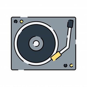 Turntable Vinyl Flat design style icon animation with minimal, smooth transitions, and simple. No background. Alpha Channel