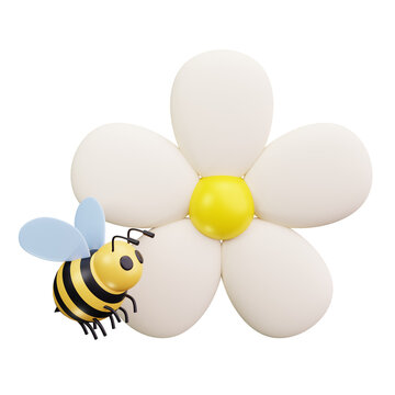 3D Bee Flower Spring Blossom Icon