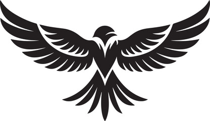 Fototapeta premium Black silhouette phoenix bird with outspread wings