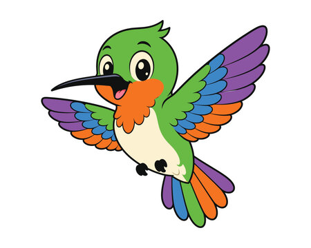 Vibrant hummingbird in flight isolated on a clean white background