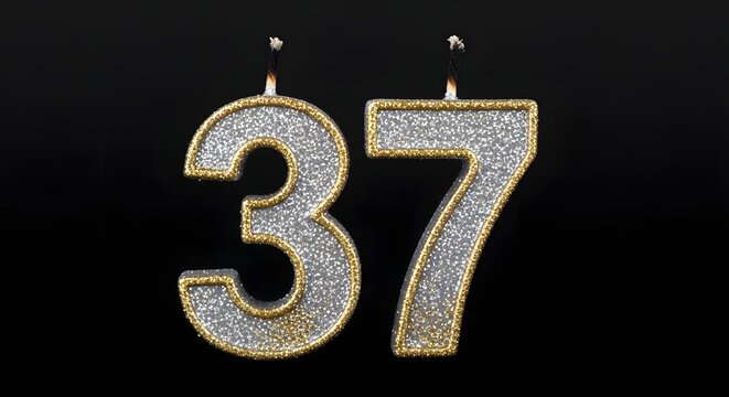 Glittery birthday candles in the shape of 37 perfect for 37th bi