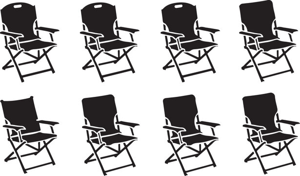 Folding camping chair variations in black and gray