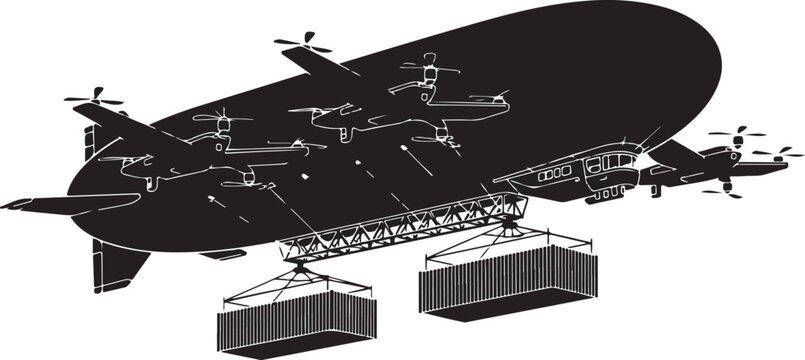 Airships, Blimps, Dirigibles, Vector Aircraft Illustrations