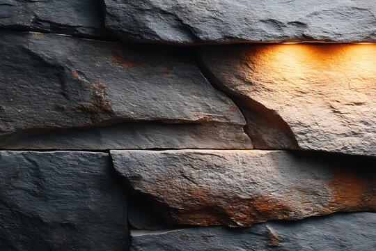 Textured Stone Wall with Subtle Lighting Highlighting Natural Patterns and Earthy Tones