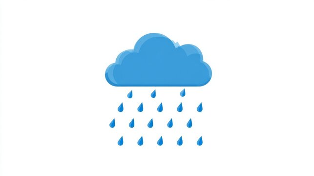 87.Cloud with rain vector flat icon. Isolated cloud with rain emoji illustration