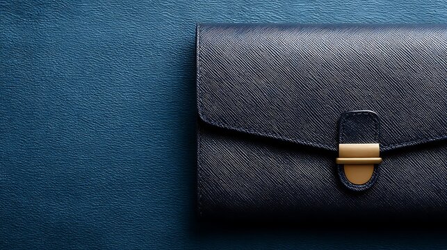 Elegant Blue Leather Envelope Clutch on Textured Background for Modern Fashion Accessories Collection