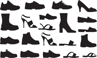 Obraz premium Collection of flat style footwear icons