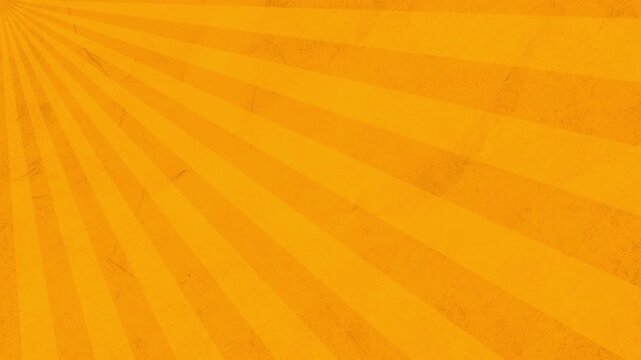 Retro Orange Sunburst Background.Abstract rotating sun rays backdrop with vintage stop motion video effect and textured paper surface.