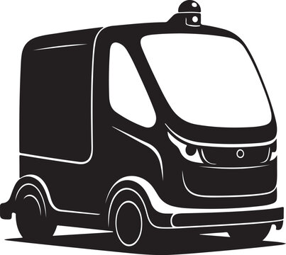 Modern autonomous delivery vehicle vector. Futuristic self-driving robot courier box car. Electric transport logistics and shipping technology.